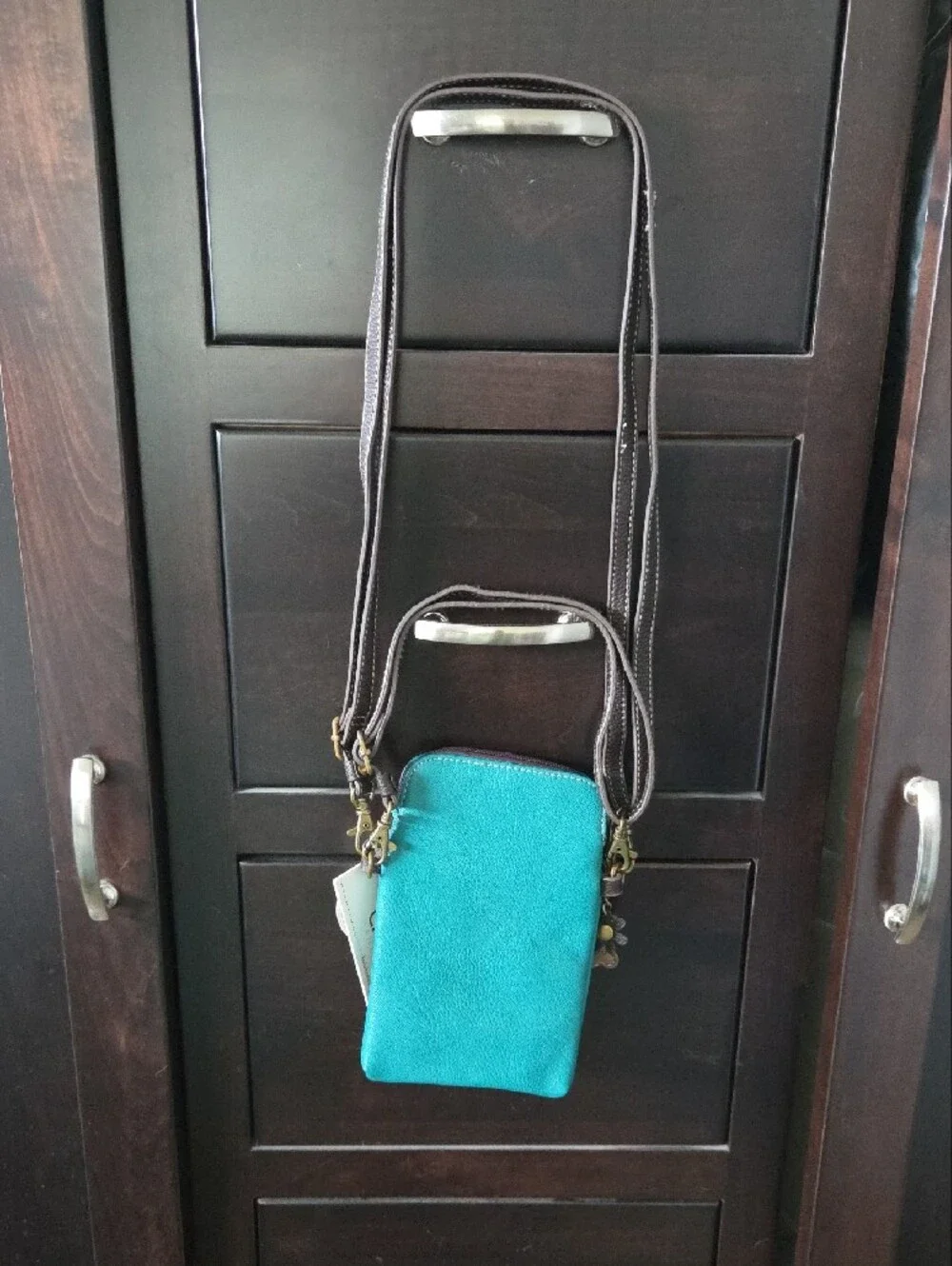 Chala Golden Retriever Cell Phone Crossbody Bag Turquoise Convertible NWT